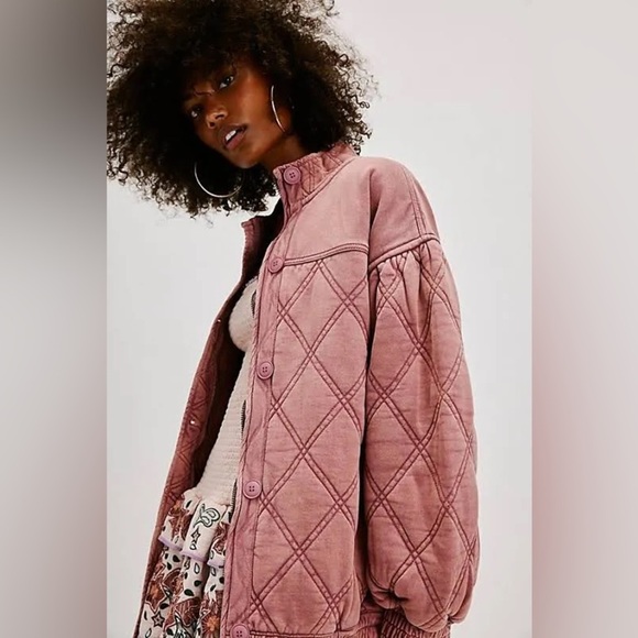 Free People Juno Quilted Oversized Slouchy Bomber Jacket Size Small NWT - Picture 1 of 13